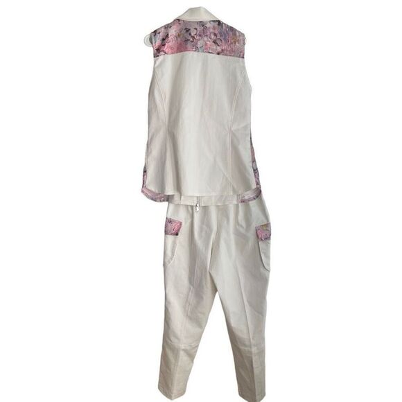 Berek Two Piece Jumpsuit Womens XL/M Pink Floral Bunco Bridge Patchwork - Picture 2 of 14